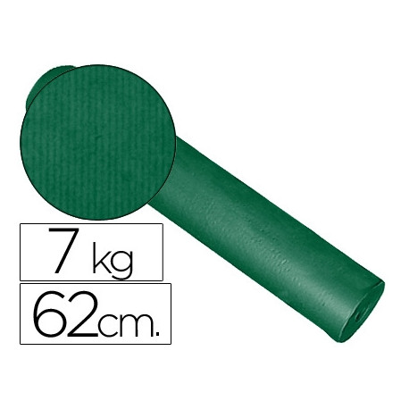 PAPEL DE REGALO KRAFT LISO KFC BOBINA ANCHO 62 CM PESO 7 KG GRAMAJE 60 GR COLOR VERDE