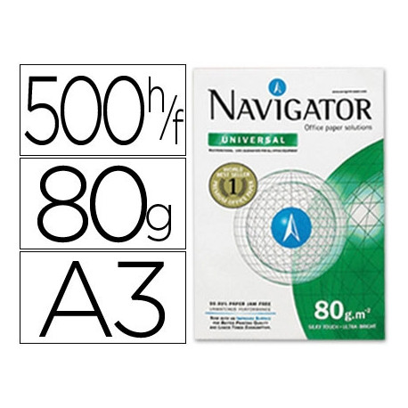 PAPEL FOTOCOPIADORA NAVIGATOR DIN A3 80 GRAMOS PAPEL MULTIUSO INK-JET Y LASER PAQUETE DE 500 HOJAS