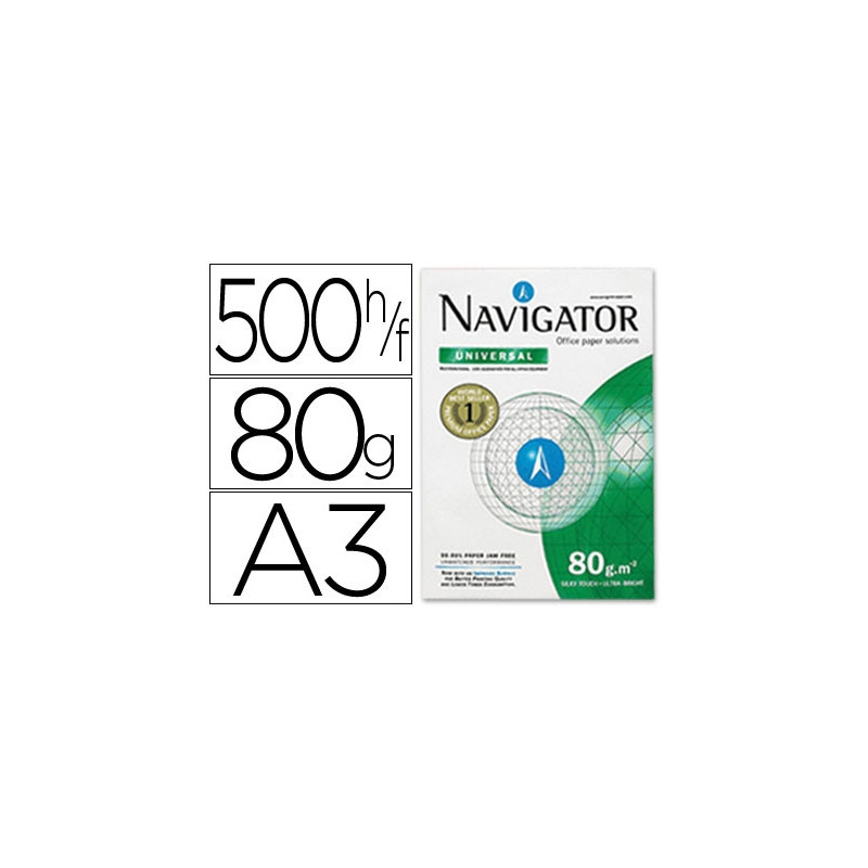 PAPEL FOTOCOPIADORA NAVIGATOR DIN A3 80 GRAMOS PAPEL MULTIUSO INK-JET Y LASER PAQUETE DE 500 HOJAS