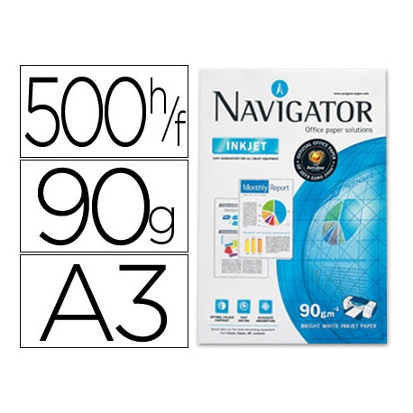 PAPEL FOTOCOPIADORA NAVIGATOR DIN A3 90 GRAMOS PAPEL MULTIUSO INK-JET Y LASER PAQUETE DE 500 HOJAS