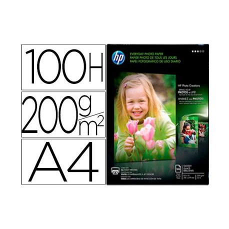 PAPEL HP PHOTO SEMI-GLOSSY DIN A4 200G/M2 PAQUETE DE 100 HOJAS