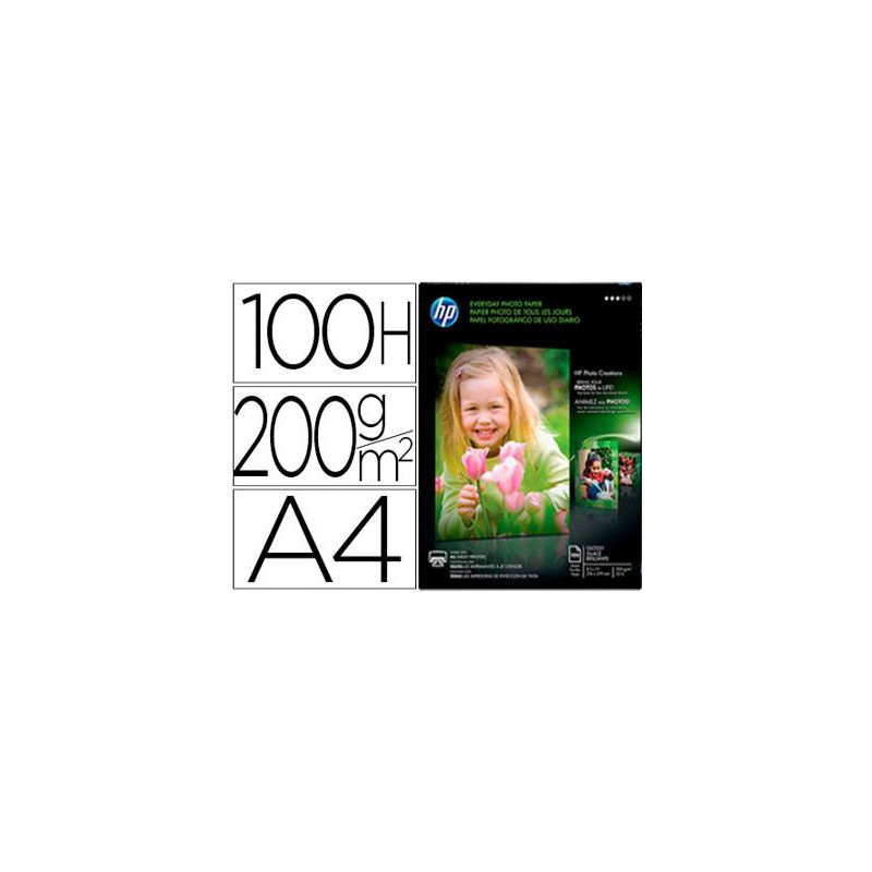 PAPEL HP PHOTO SEMI-GLOSSY DIN A4 200G/M2 PAQUETE DE 100 HOJAS