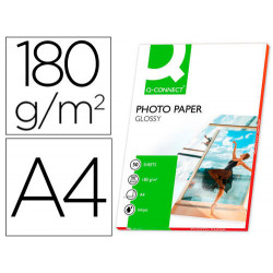 PAPEL Q-CONNECT FOTO GLOSSY DIN A4 ALTA CALIDAD DIGITAL PHOTO PARA INK-JET BOLSA DE 50 HOJAS DE 180