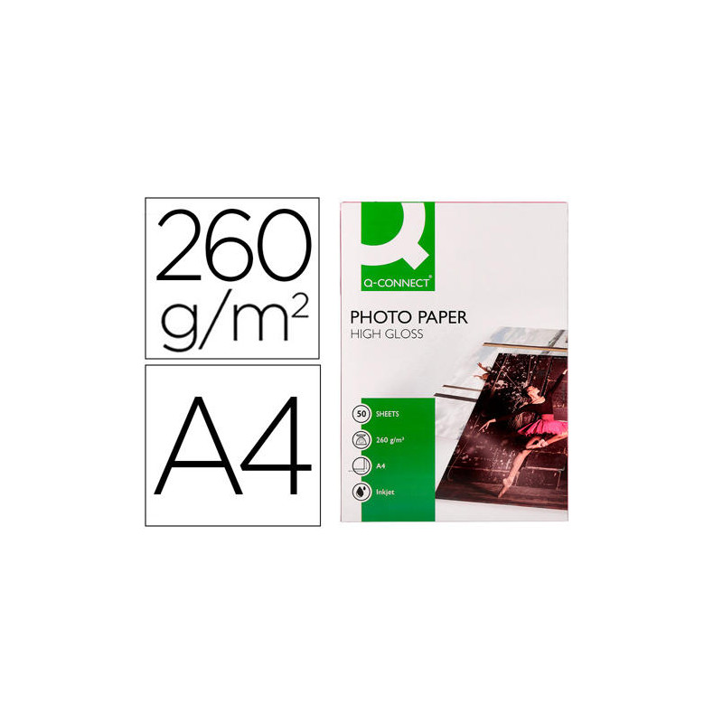 PAPEL Q-CONNECT FOTO GLOSSY DIN A4 ALTA CALIDAD DIGITAL PHOTO PARA INK-JET  DE 260GR