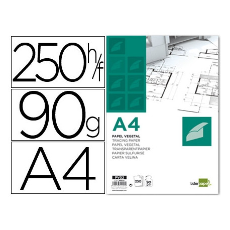 PAPEL DIBUJO LIDERPAPEL 210X297MM 90G/M2 VEGETAL