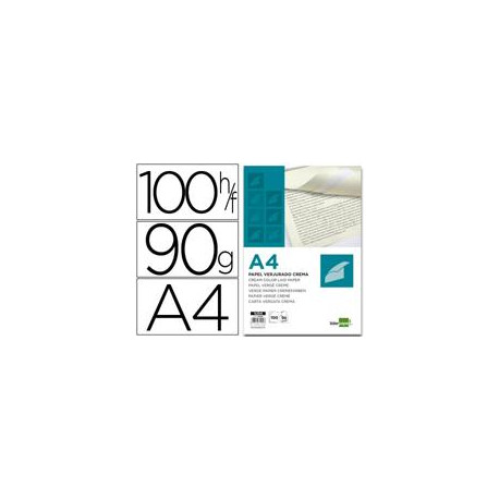 PAPEL VERJURADO LIDERPAPEL A4 90G/M2 CREMA PAQUETE DE 100 HOJAS