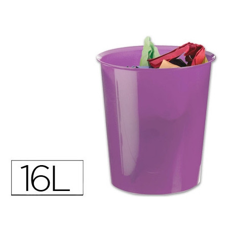 PAPELERA PLASTICO ARCHIVO 2000 VIOLETA TRANSLUCIDO 16 LITROS 290X310 MM