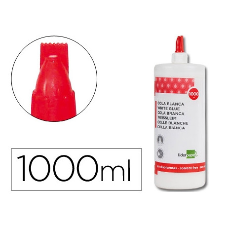 PEGAMENTO COLA BLANCA LAVABLE LIDERPAPEL BOTE DE 1000 ML