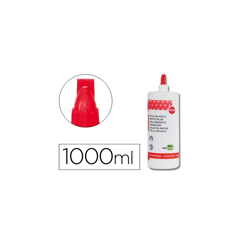 PEGAMENTO COLA BLANCA LAVABLE LIDERPAPEL BOTE DE 1000 ML