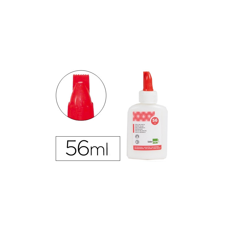 PEGAMENTO COLA BLANCA LAVABLE LIDERPAPEL BOTE DE 56 ML