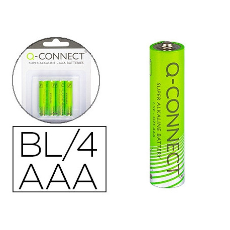 PILA Q-CONNECT ALCALINA AAA BLISTER CON 4 UNIDADES