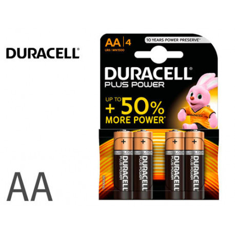 PILA DURACELL ALCALINA PLUS AA BLISTER CON 4 UNIDADES