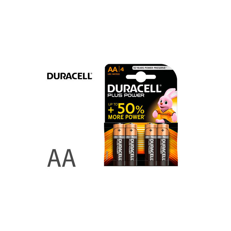 PILA DURACELL ALCALINA PLUS AA BLISTER CON 4 UNIDADES