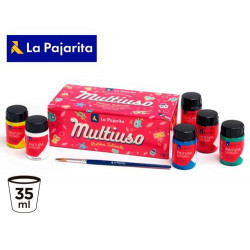 PINTURA LATEX LA PAJARITA SATINADA 35 ML CAJA DE 6 UNIDADES COLORES SURTIDOS