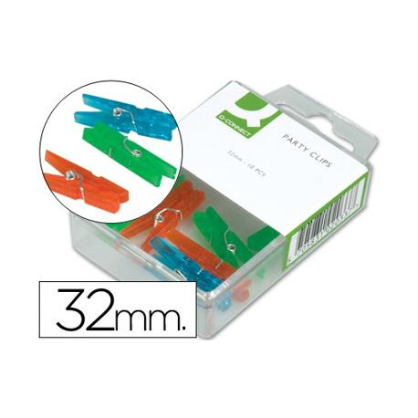 PINZA FANTASIA Q-CONNECT 32 MM CAJA DE 10 UNIDADES COLORES SURTIDOS