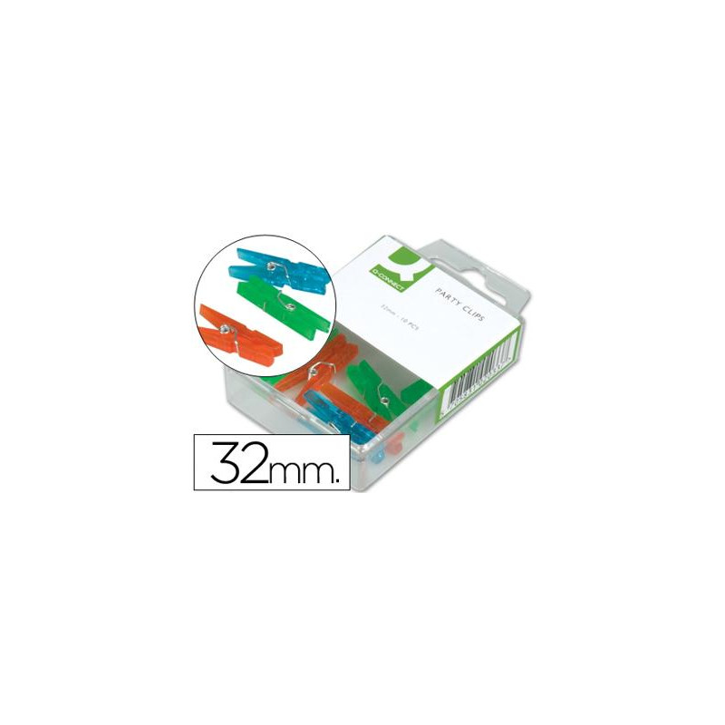 PINZA FANTASIA Q-CONNECT 32 MM CAJA DE 10 UNIDADES COLORES SURTIDOS