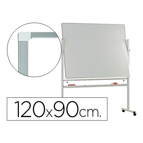 PIZARRA BLANCA Q-CONNECT DOBLE CARA MELAMINA MARCO DE ALUMINIO 120X90 CM GIRATORIA