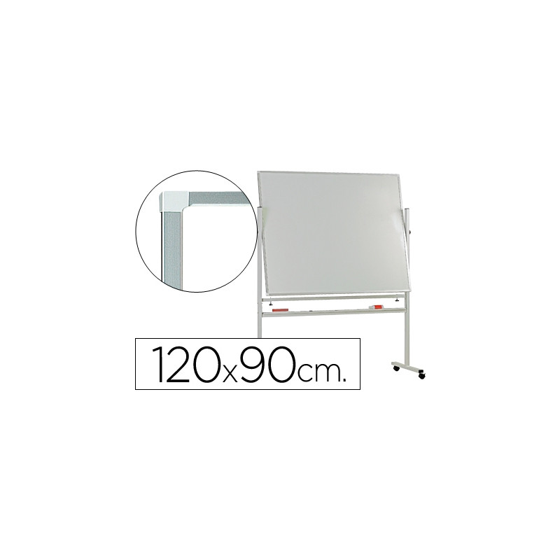 PIZARRA BLANCA Q-CONNECT DOBLE CARA MELAMINA MARCO DE ALUMINIO 120X90 CM GIRATORIA