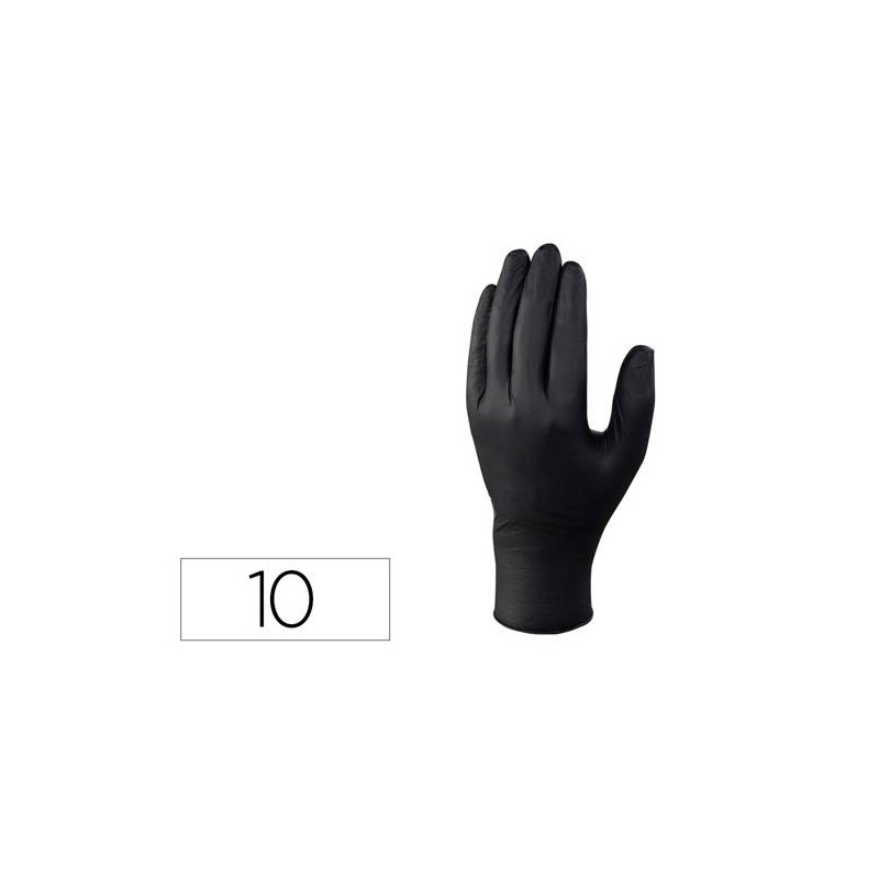 GUANTES DE NITRILO DELTAPLUS NO EMPOLVADO DESECHABLE TALLA 10 COLOR NEGRO CAJA DE 100 UNIDADES