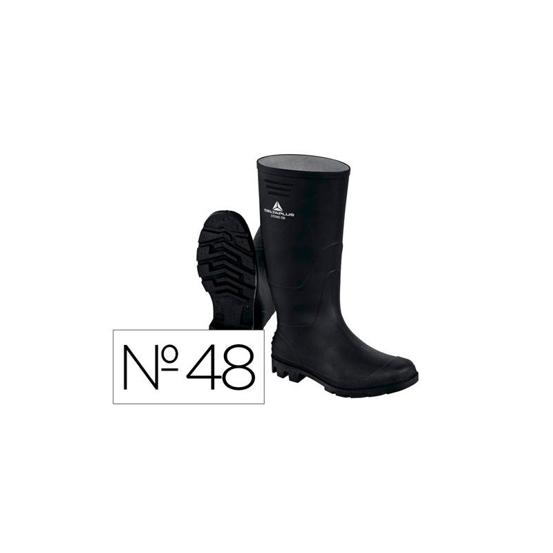 BOTAS DELTAPLUS DE SEGURIDAD STONE PVC NEGRO SUELA DE TACOS TALLA 48