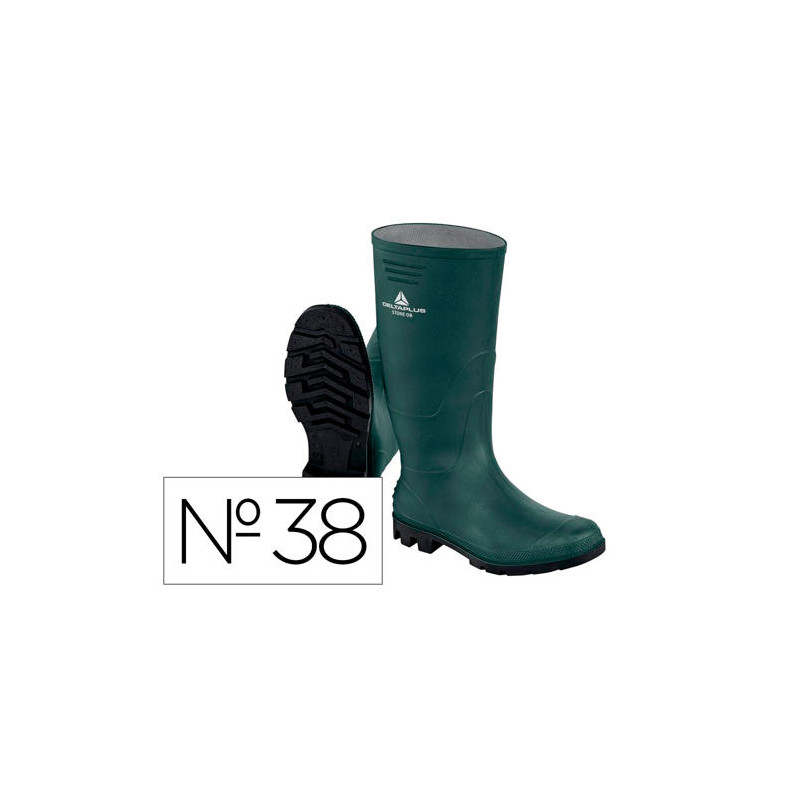 BOTAS DELTAPLUS DE SEGURIDAD STONE PVC VERDE SUELA DE TACOS TALLA 38