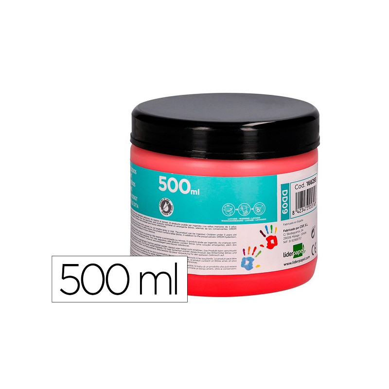 PINTURA DEDOS LIDERPAPEL TARRINA DE 500 ML ROJO