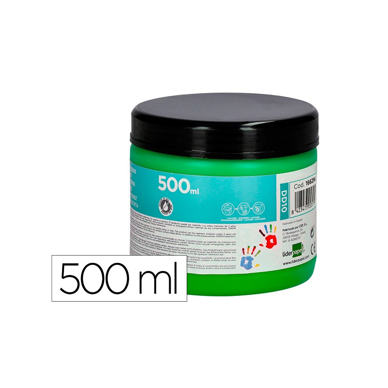 PINTURA DEDOS LIDERPAPEL TARRINA DE 500 ML VERDE