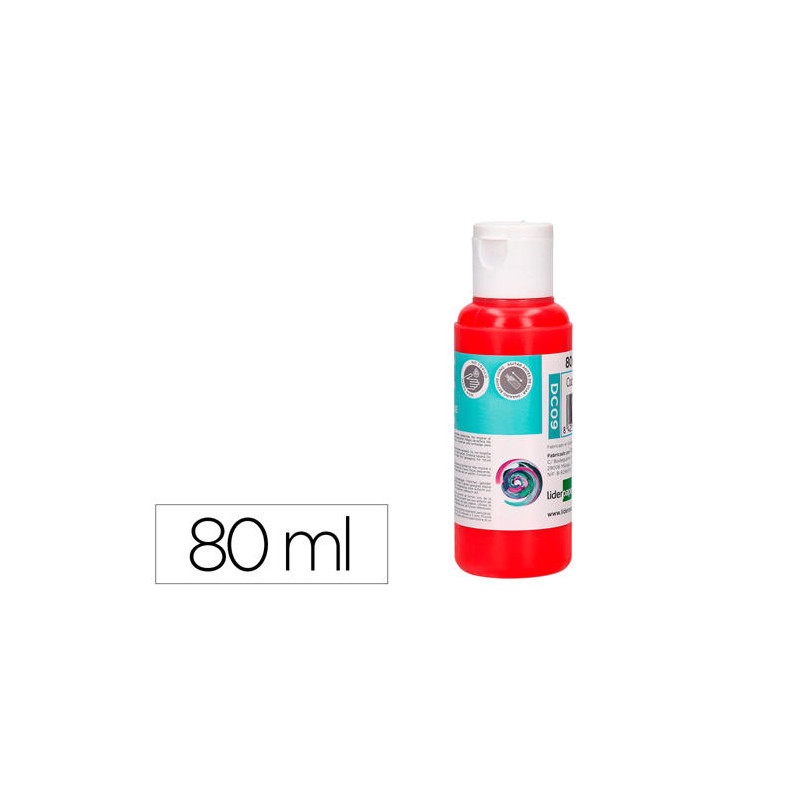 PINTURA ACRILICA LIDERPAPEL BOTE DE 80 ML ROJO