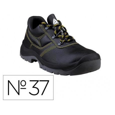 ZAPATOS DE SEGURIDAD DELTAPLUS PIEL CRUPON PIGMENTADA SUELA PU BI DENSIDAD COLOR NEGRO TALLA 37