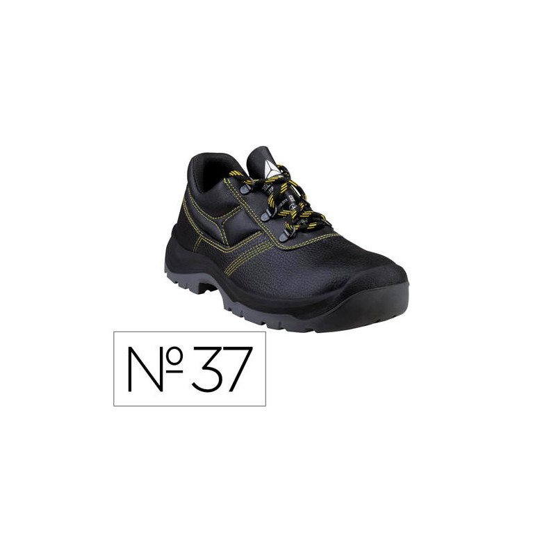 ZAPATOS DE SEGURIDAD DELTAPLUS PIEL CRUPON PIGMENTADA SUELA PU BI DENSIDAD COLOR NEGRO TALLA 37