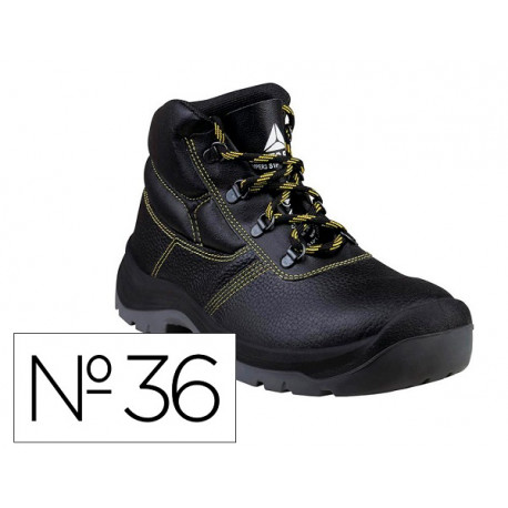 BOTAS DELTAPLUS DE SEGURIDAD PIEL CRUPON PIGMENTADA SUELA PU BI-DENSIDAD COLOR NEGRO TALLA 36