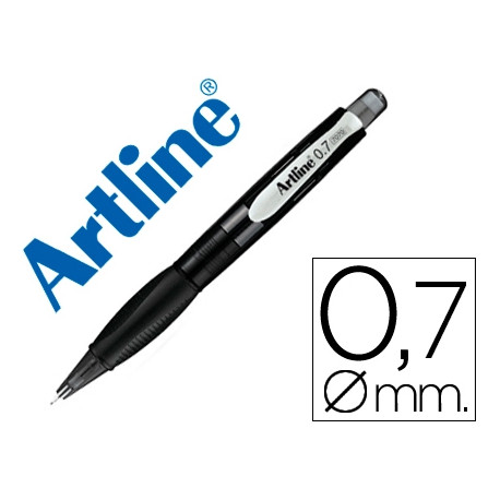 PORTAMINAS ARTLINE RETRACTIL SUJECION DE CAUCHO TRANSLUCIDO 0,7 MM CUERPO NEGRO