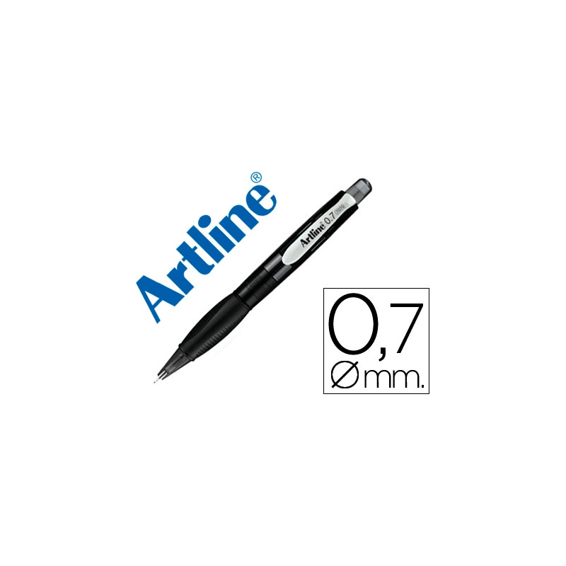 PORTAMINAS ARTLINE RETRACTIL SUJECION DE CAUCHO TRANSLUCIDO 0,7 MM CUERPO NEGRO