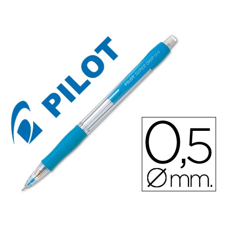 PORTAMINAS PILOT SUPER GRIP CELESTE 0,5 MM SUJECION DE CAUCHO