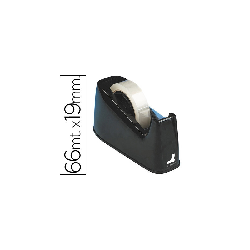 PORTARROLLO SOBREMESA Q-CONNECT PLASTICO PARA CINTAS DE 33 Y 66 MT COLOR NEGRO