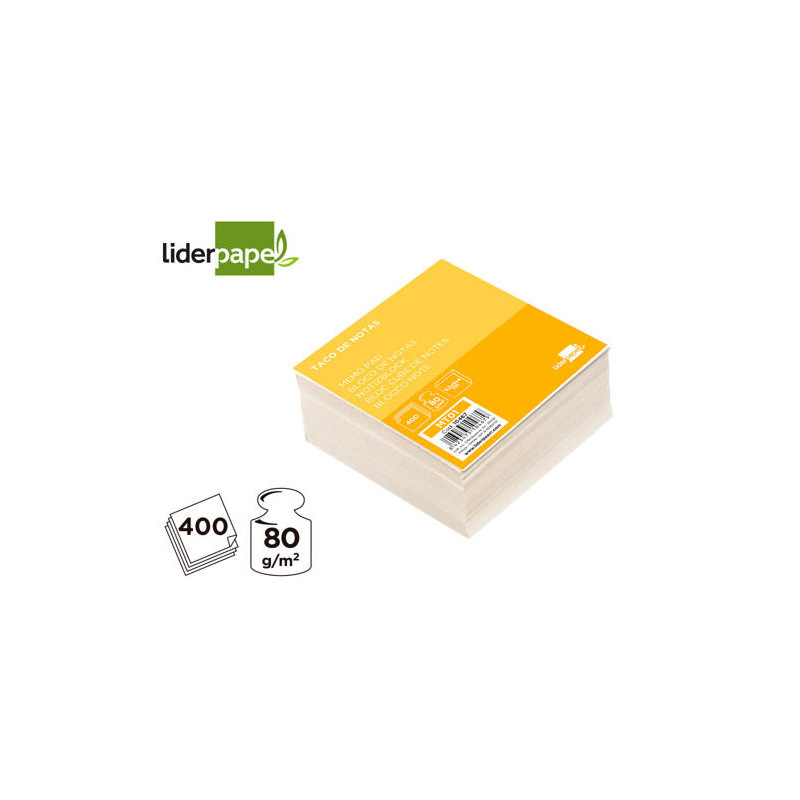 TACO PAPEL LIDERPAPEL SIN ENCOLAR 95X90X40 MM BLANCO 80 GR