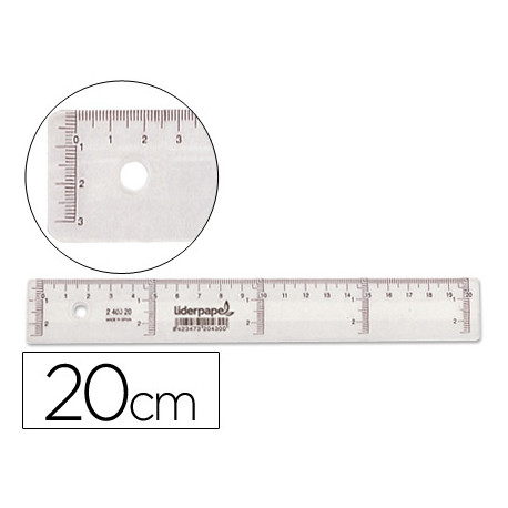 REGLA LIDERPAPEL PLASTICO CRISTAL 20 CM