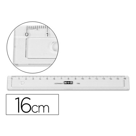 REGLA M+R 16 CM PLASTICO TRANSPARENTE CON BISEL