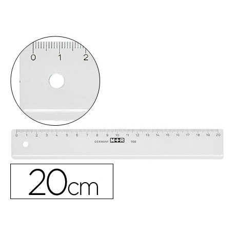 REGLA M+R 20 CM PLASTICO TRANSPARENTE