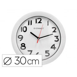 RELOJ Q-CONNECT DE PARED PLASTICO OFICINA REDONDO 30 CM MARCO BLANCO