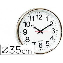 RELOJ Q-CONNECT DE PARED PLASTICO OFICINA REDONDO 34 CM MARCO BLANCO