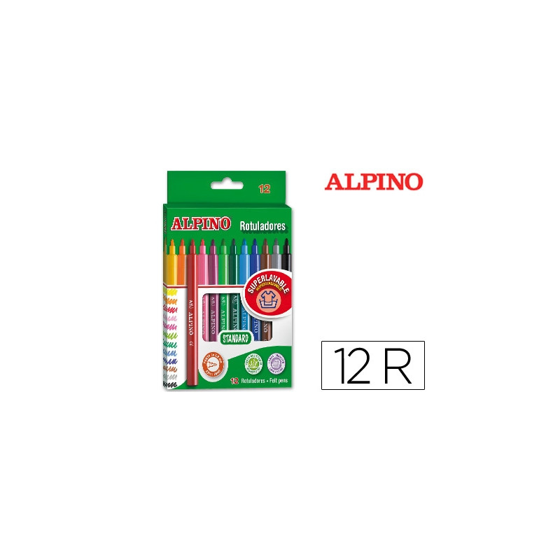 ROTULADOR ALPINO STANDARD CAJA DE 12 COLORES SURTIDOS