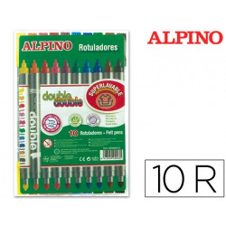 ROTULADOR ALPINO DOUBLE DOUBLE PUNTA GRUESA Y PUNTA FINA CAJA DE 10+2 COLORES SURTIDOS