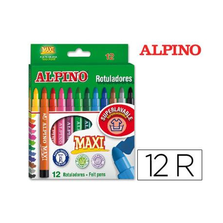 ROTULADOR ALPINO MAXI CAJA DE 12 COLORES SURTIDOS