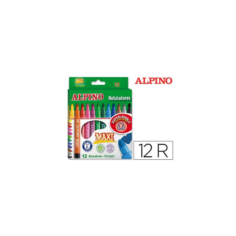 ROTULADOR ALPINO MAXI CAJA DE 12 COLORES SURTIDOS