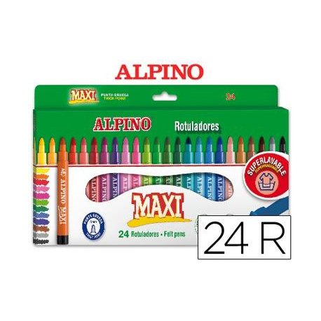 ROTULADOR ALPINO MAXI CAJA DE 24 COLORES SURTIDOS