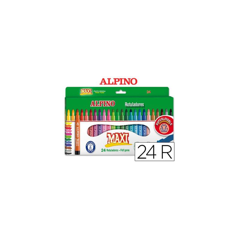 ROTULADOR ALPINO MAXI CAJA DE 24 COLORES SURTIDOS