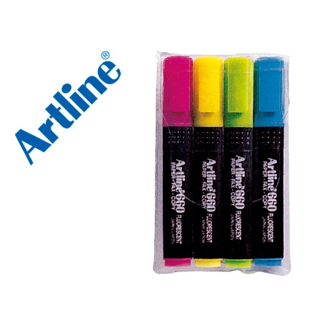 ROTULADOR ARTLINE FLUORESCENTE EK-660 4 PUNTA BISELADA -BOLSA DE 4 ROTULADORES