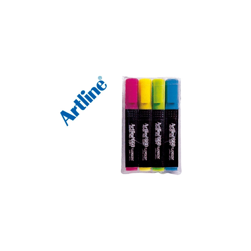 ROTULADOR ARTLINE FLUORESCENTE EK-660 4 PUNTA BISELADA -BOLSA DE 4 ROTULADORES