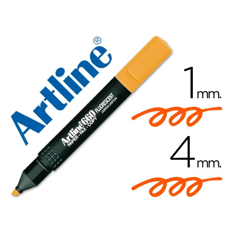 ROTULADOR ARTLINE FLUORESCENTE EK-660 NARANJA PUNTA BISELADA